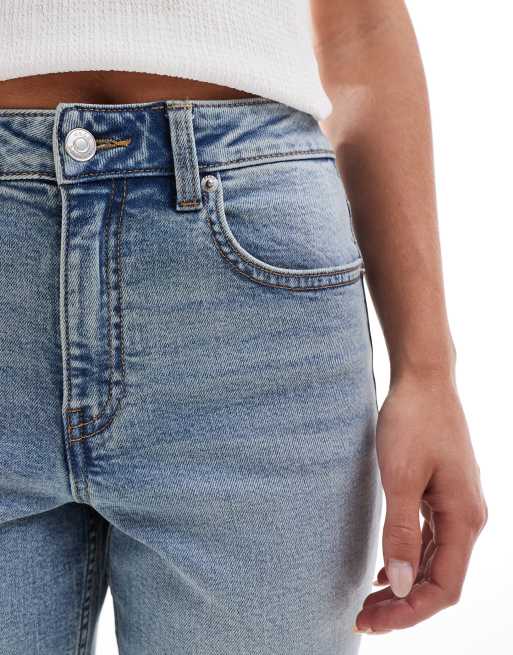 ASOS DESIGN Petite slim fit mom jeans in mid blue, 5 of 5