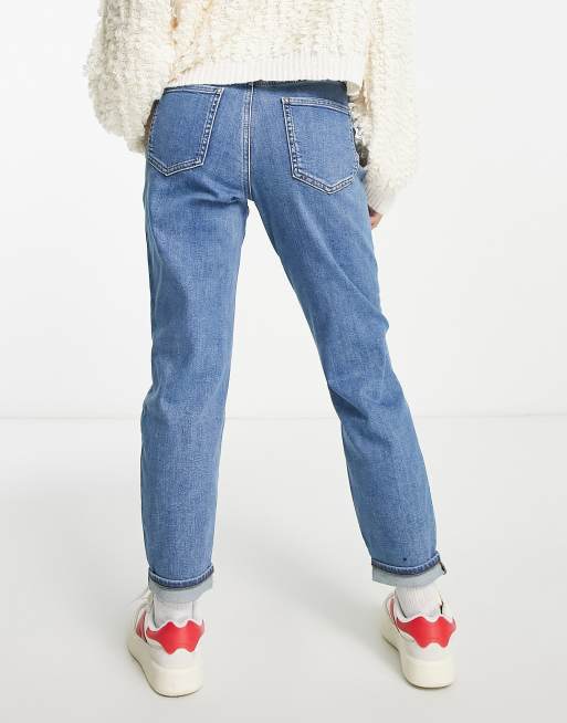 Petite mid blue mom hot sale jeans