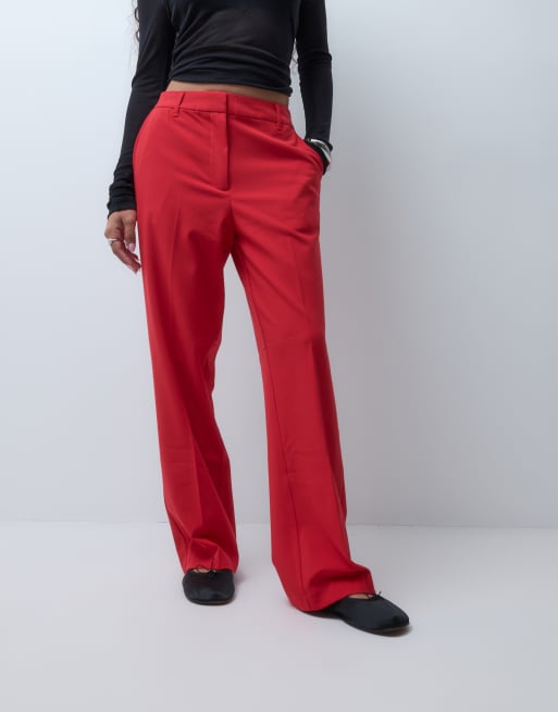 ASOS DESIGN Petite slim straight bukser i klar rød, 3 af 5