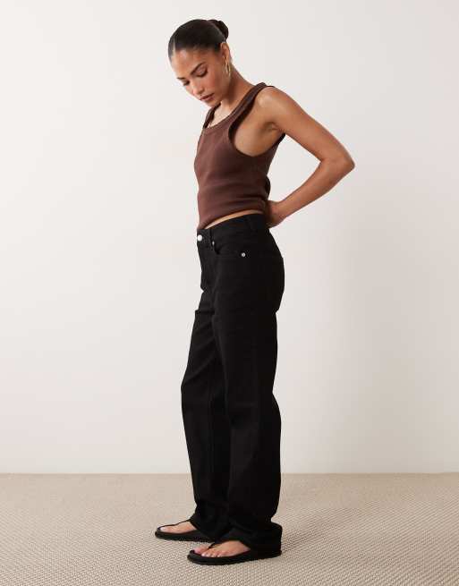 ASOS DESIGN Petite slim straight leg jean in black, 2 of 5