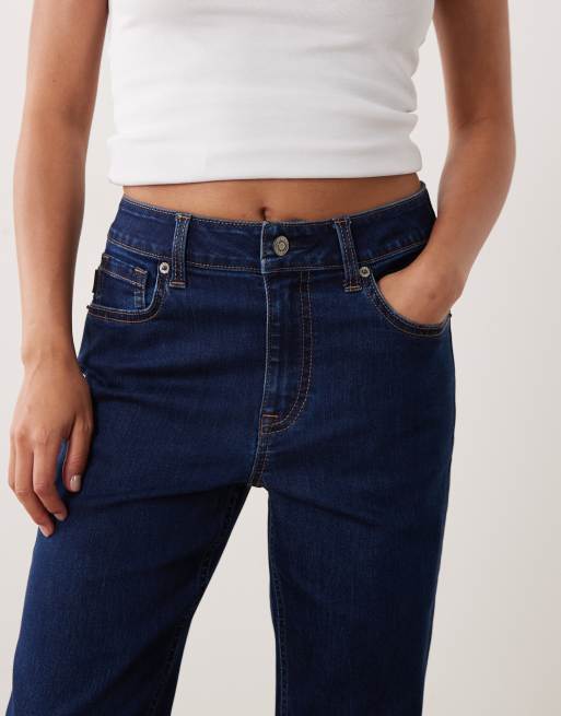 ASOS DESIGN Petite slim straight leg jean in dark wash blue, 4 of 5
