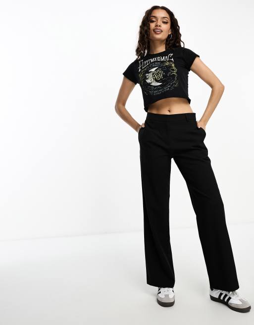 ASOS DESIGN Petite slim straight pants in black