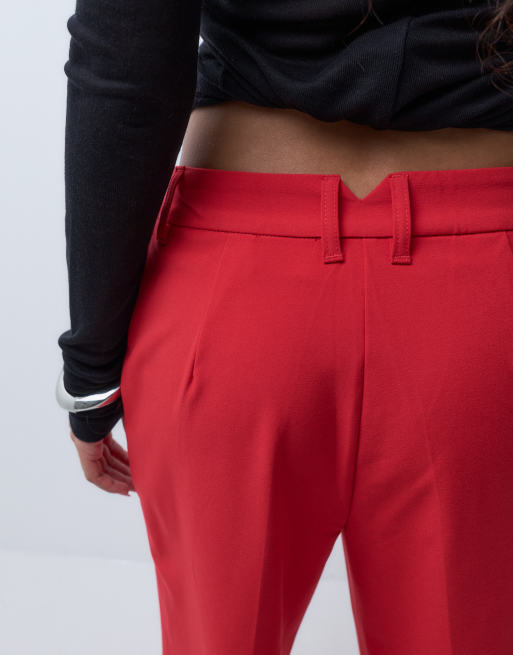 ASOS DESIGN Petite slim straight trousers in bright red, 5 of 5