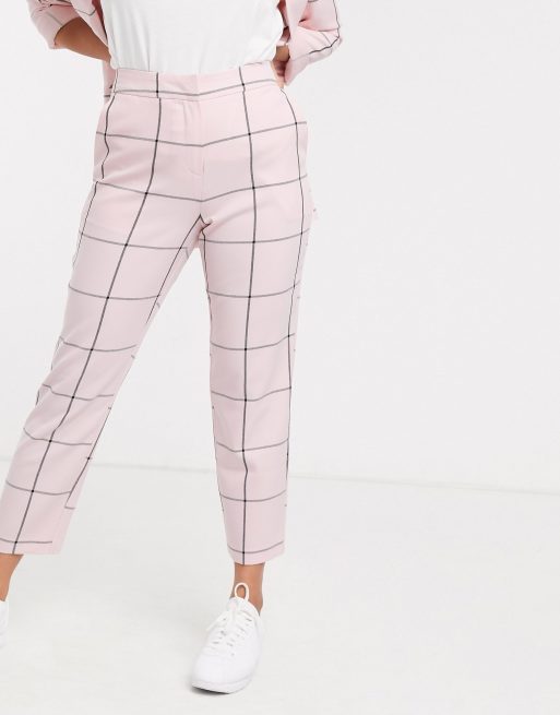 ASOS DESIGN Petite jersey slim leg suit pants with slit ankle in pink