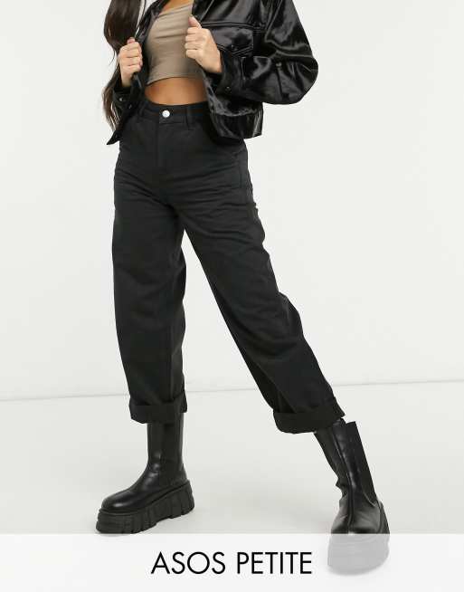 ASOS DESIGN Petite slouchy chino pants in black