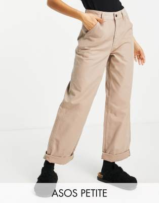 ASOS DESIGN Petite slouchy chino pants in stone