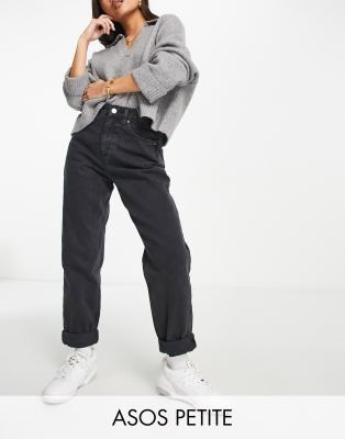 ASOS Petite ASOS DESIGN Petite slouchy mom jeans in washed black