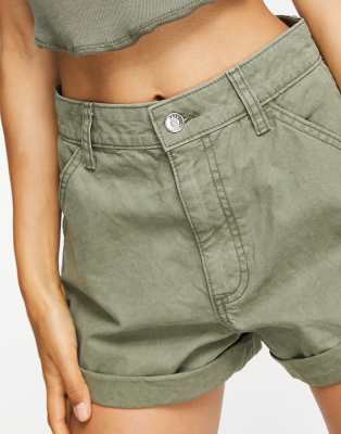 mom shorts khaki