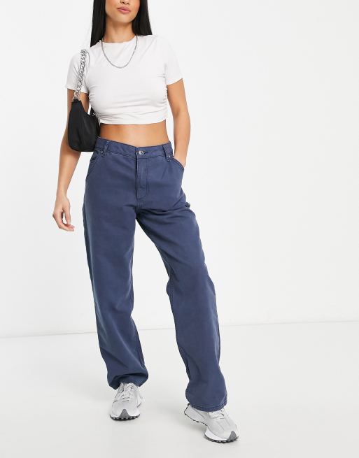 ASOS DESIGN straight leg pants with V-waist in check print