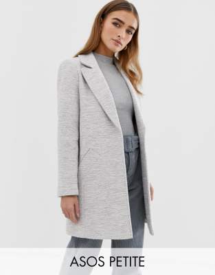 ASOS DESIGN - Petite - Strukturierter Mantel mit schmalem Schnitt - Grau