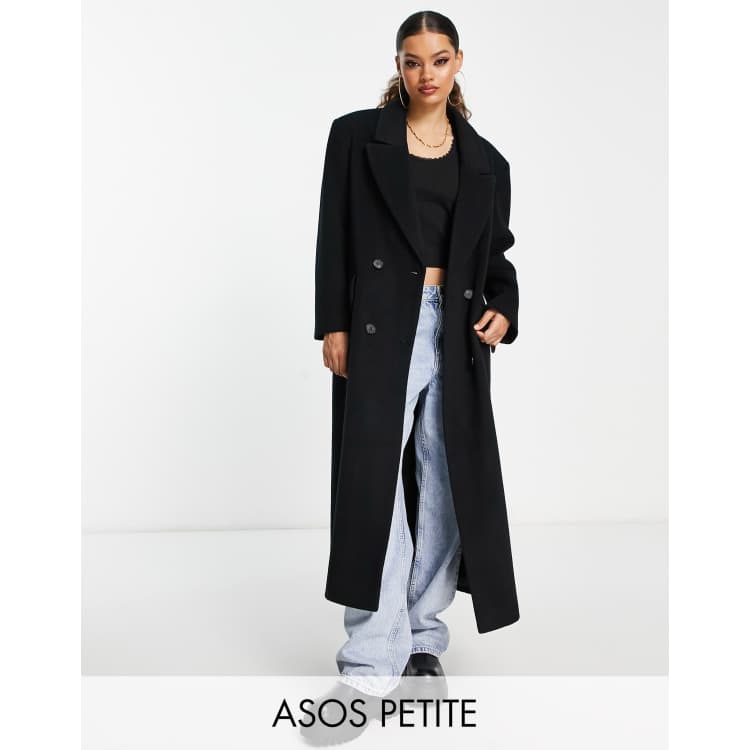 ASOS DESIGN Petite smart dad coat in black