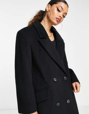 ASOS DESIGN Petite smart dad coat in black