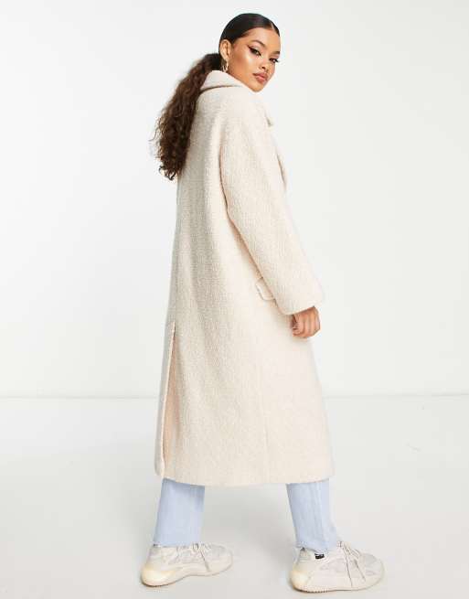 ASOS DESIGN Petite smart double breasted boucle wool mix coat in