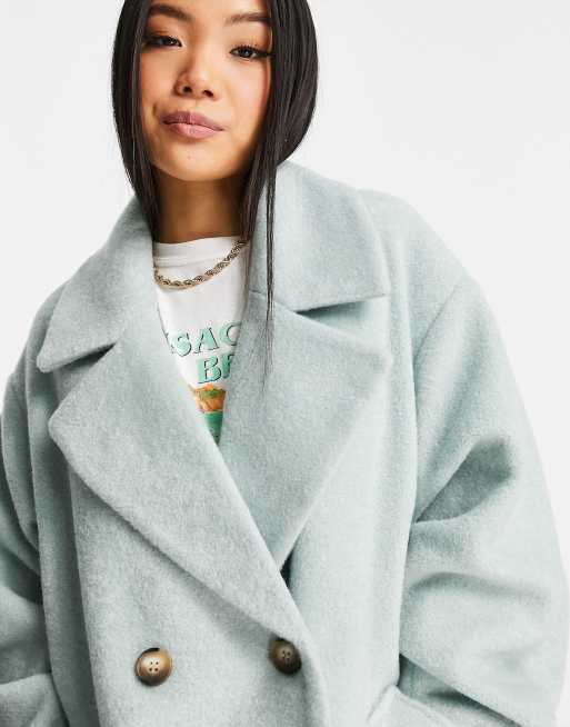 ASOS DESIGN Petite smart oversized boucle coat in mint ASOS