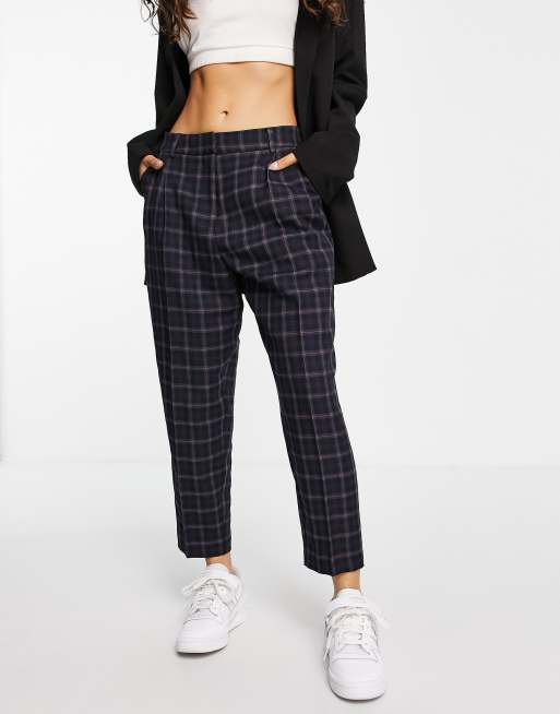 Ladies navy check store trousers