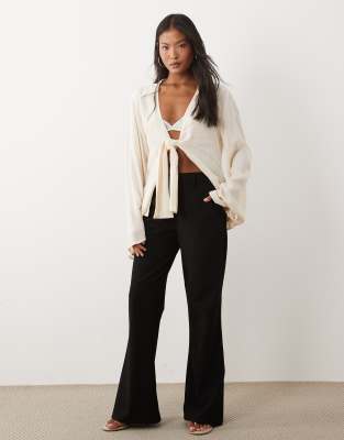 Asos Design Petite Snatch Flare Pants In Black