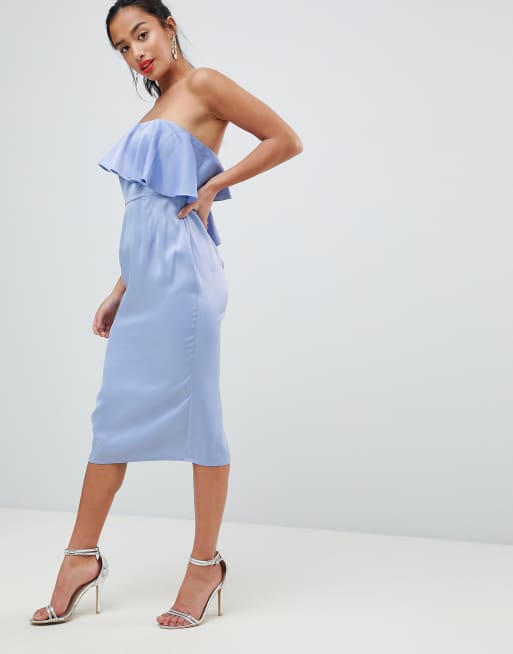 ASOS DESIGN Petite soft bandeau crop top pencil dress, 4 of 4