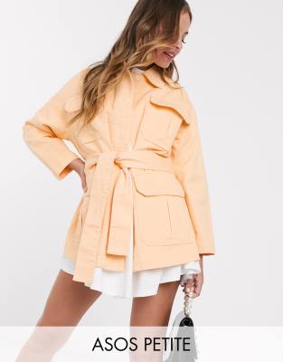 ASOS DESIGN Petite soft cotton utility jacket in buttermilk-Yellow