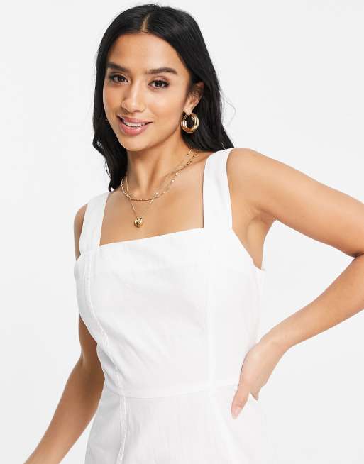 Asos white cheap denim dress