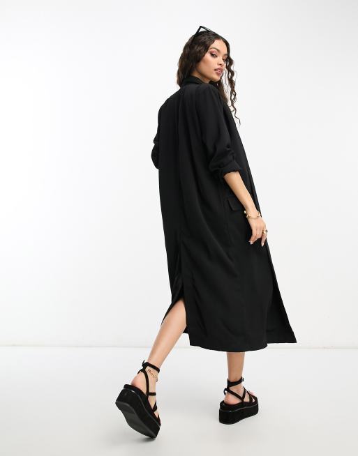 ASOS DESIGN Petite soft duster coat in black