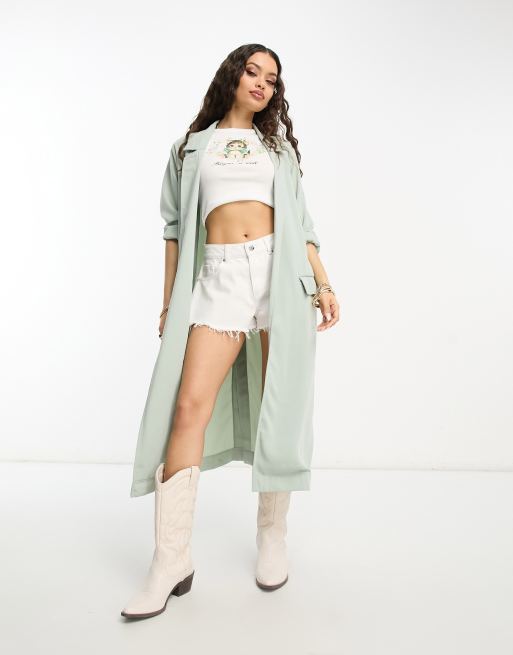 ASOS DESIGN Petite soft duster coat in sage ASOS