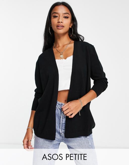 ASOS DESIGN Petite - Sort cardigan i fin strik