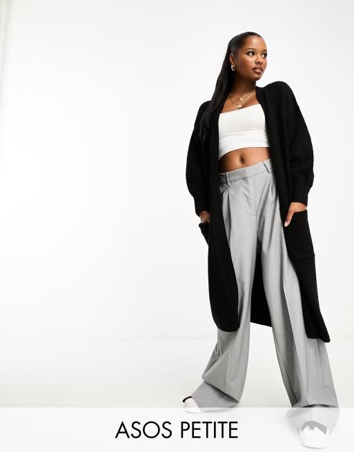 ASOS DESIGN Petite - Sort maxi-cardigan med lommer