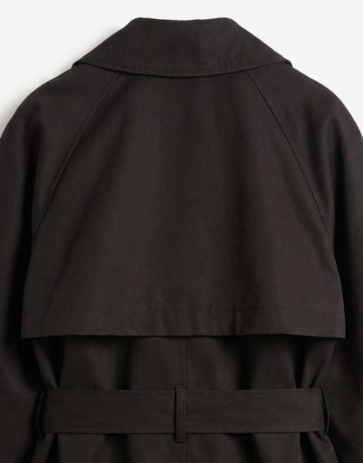 ASOS DESIGN Petite - Sort vandafvisende longline-trenchcoat, 8 af 8