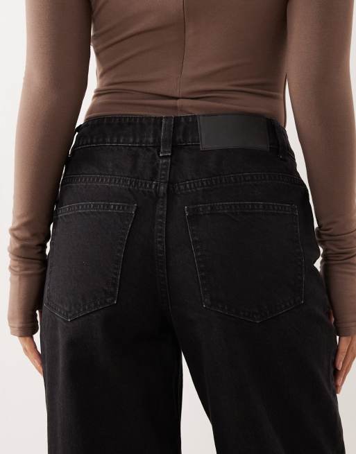 ASOS DESIGN Petite - Sorte afslappede mom-jeans med høj talje, 4 af 5