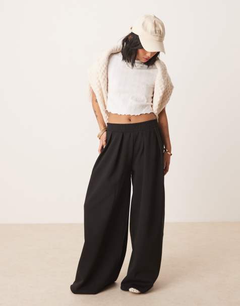 ASOS DESIGN Petite - Sorte bukser med ekstra vide ben og interlock-sømme - view 1