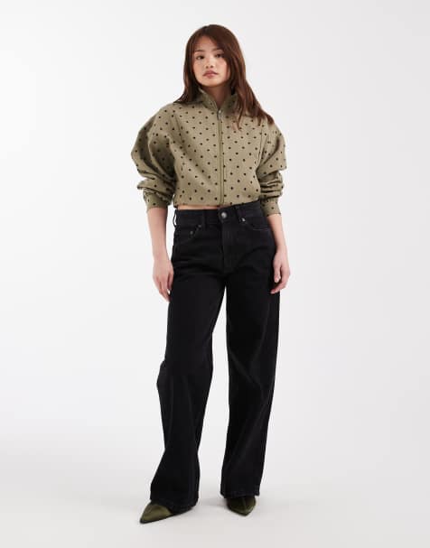 ASOS DESIGN Petite - Sorte dad-jeans med vide ben - view 1