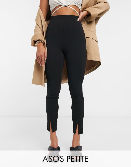 ASOS DESIGN Petite - sorte jersey Habitbukser i smal pasform med split front