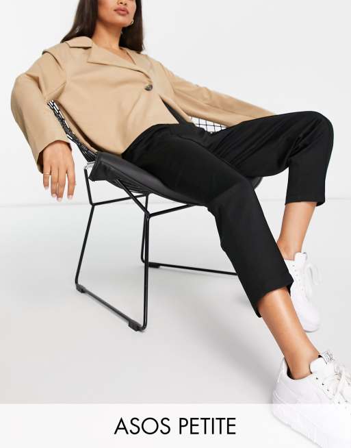 ASOS DESIGN Petite - Sorte peg-bukser med pintuck i ponte