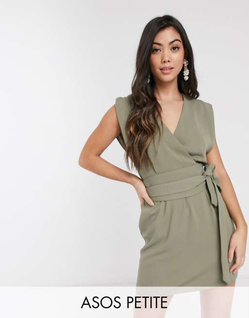 Split sleeve mini cheap dress with obi belt