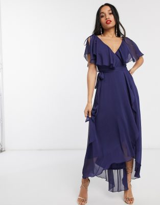 asos design cape back dipped hem maxi dress