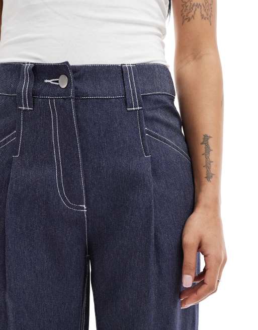 ASOS DESIGN Petite – Spodnie z prostymi nogawkami z imitacji jeansu, 5 z 5