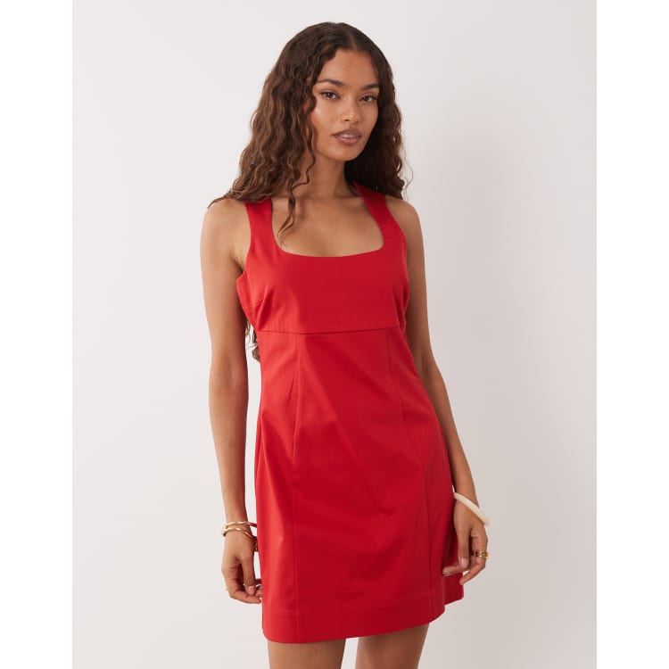 ASOS DESIGN Petite square neck bodycon mini dress in tomato red | ASOS