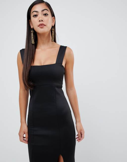 Asos square neck scuba maxi dress with thigh hot sale split