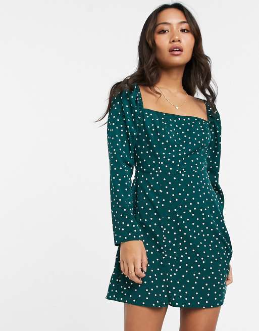 Asos green polka outlet dot dress