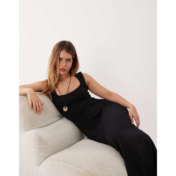 asos black dress petite DESIGN square neck seam detail midi in A sense of being': fall23apparel Color:Cobalt Shimmer The ASOS DESIGN Petite