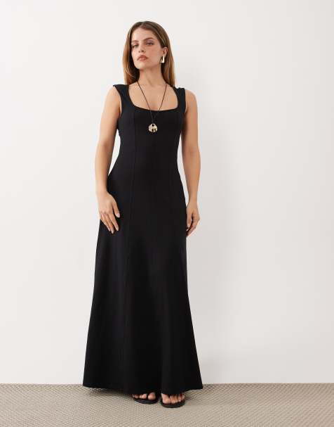 maxi open back dresses Black Open Back Maxi Dress