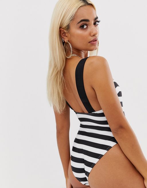 Chic Petite Square Neck Swimsuit by ASOS