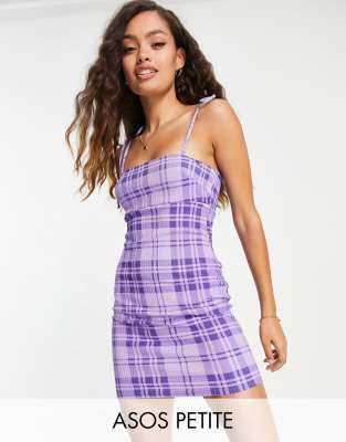 checkered square neck dress