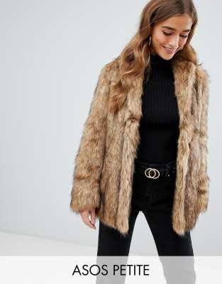 asos petite faux fur coat