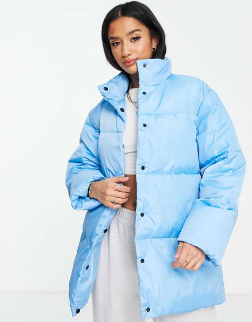 ASOS DESIGN Petite – Steppjacke mit abnehmbarer Teddyfell-Weste in Blau und Cremeweiß, 3 von 4
