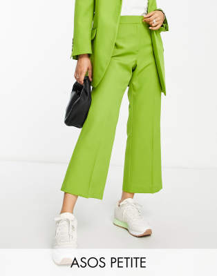 ASOS DESIGN Petite straight ankle suit pants in olive-Green