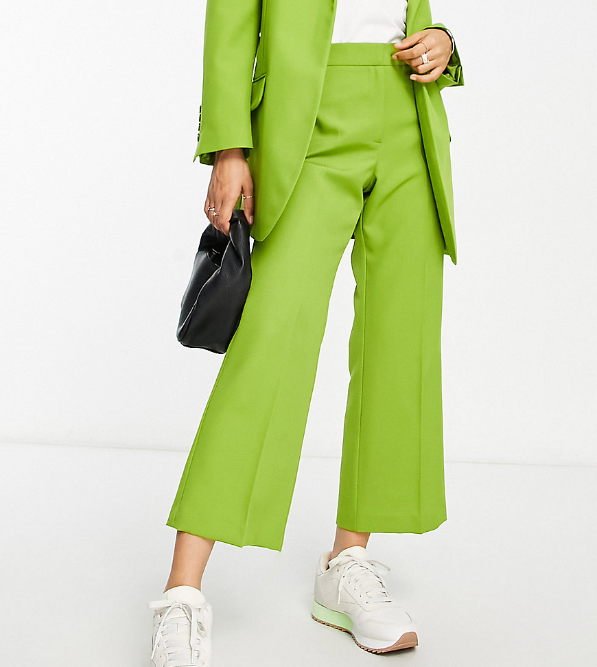 Asos Petite Asos Design Petite Straight Ankle Suit Pants In Olive-green