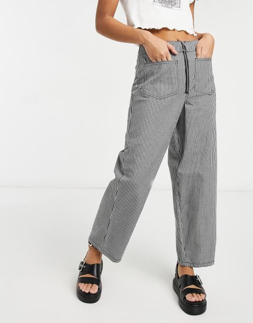 ASOS DESIGN casual gingham straight leg pants