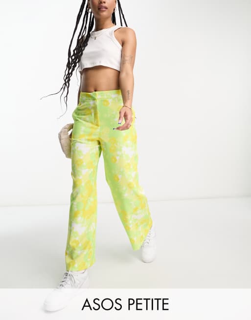 ASOS DESIGN Petite straight pants in mini fluro print