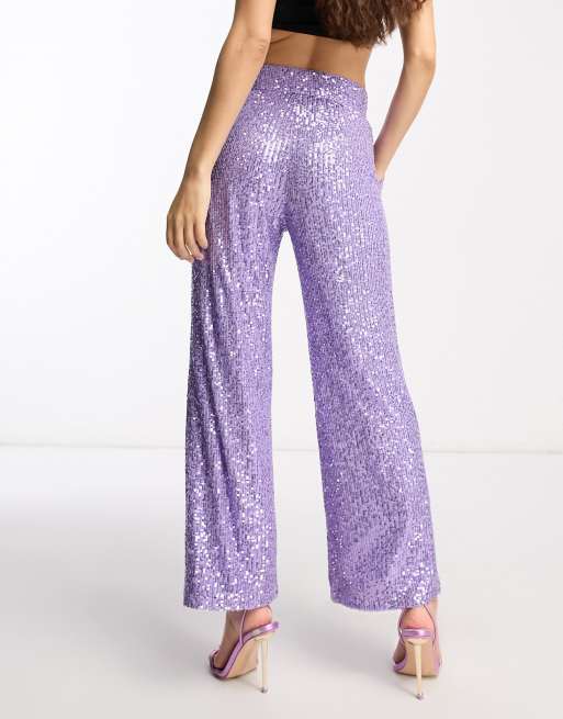 Petite Gold Sequin Wide Leg Pants, Petite